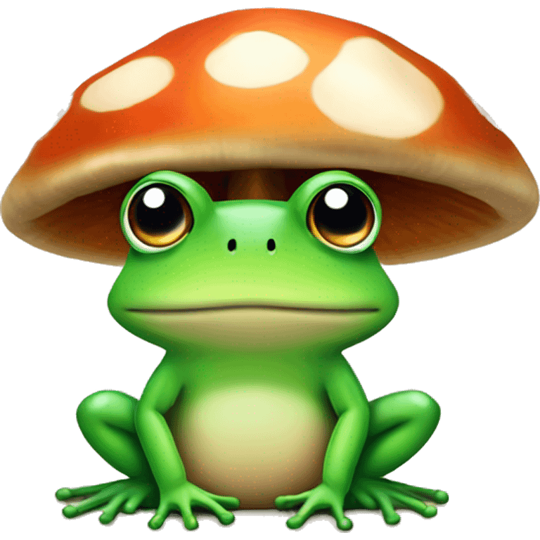 frog sitting under a mushroom cap emoji