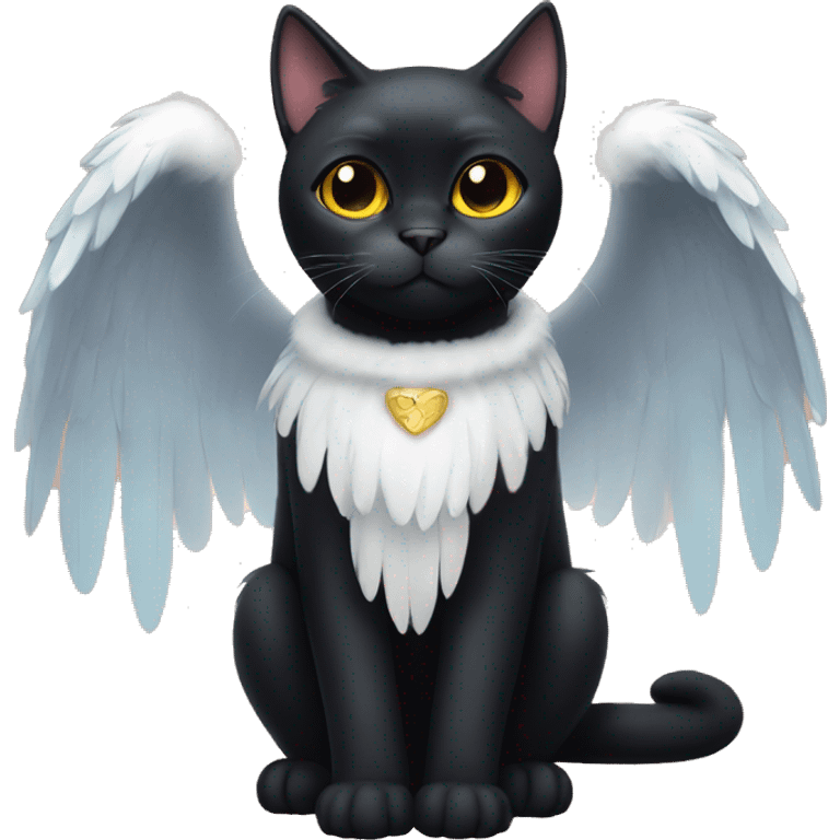 Black cat with angel wings emoji