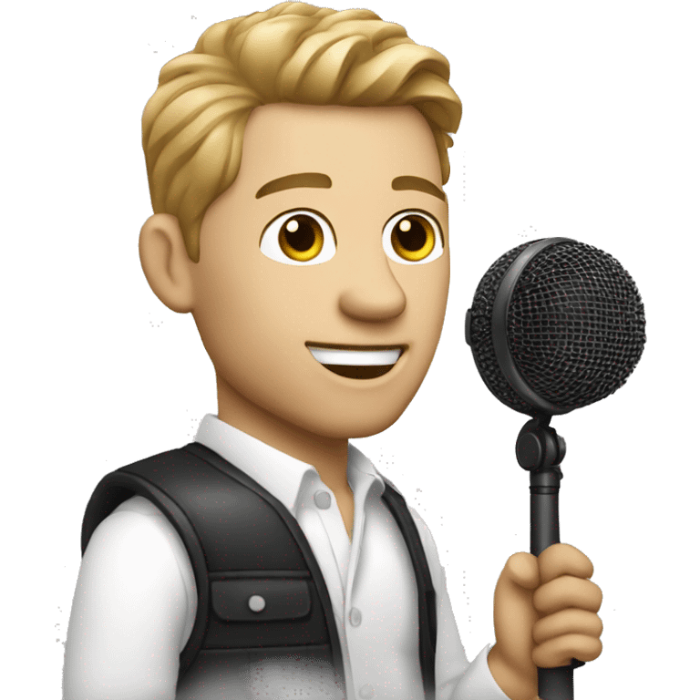 singer white man with mmicrophone emoji