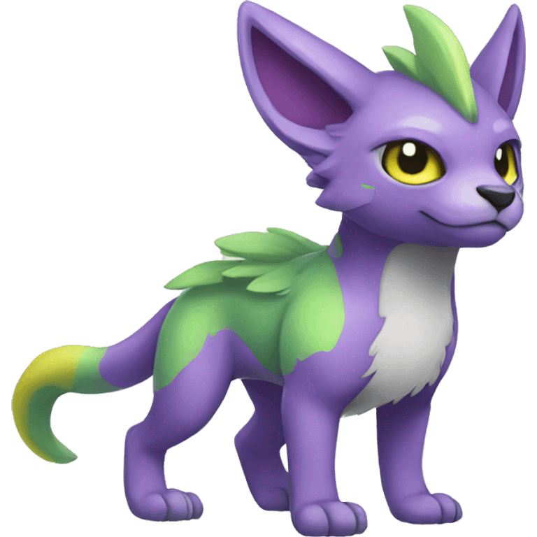 Cute cool green purple yellow animal hybrid Fakemon full body emoji