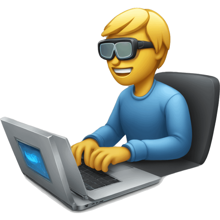 person coding a cool app on a mac book large emoji