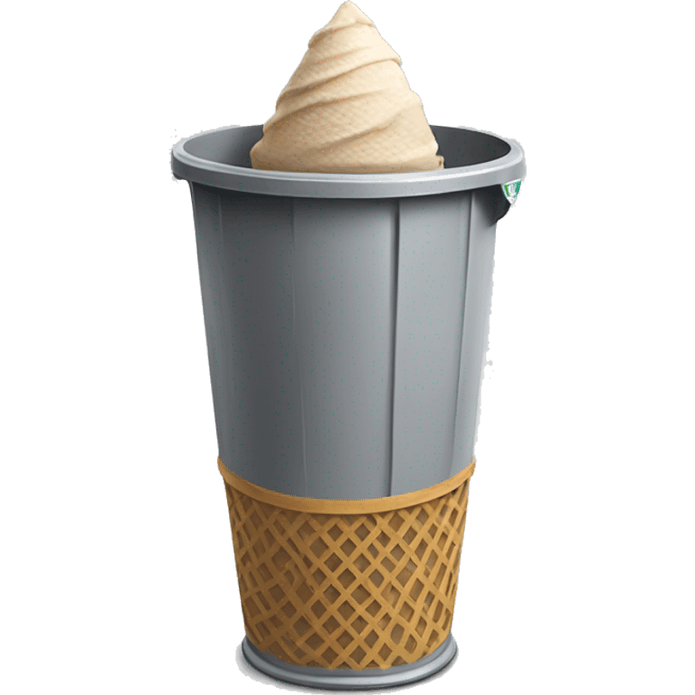 ice cream cone in a grey trash can emoji