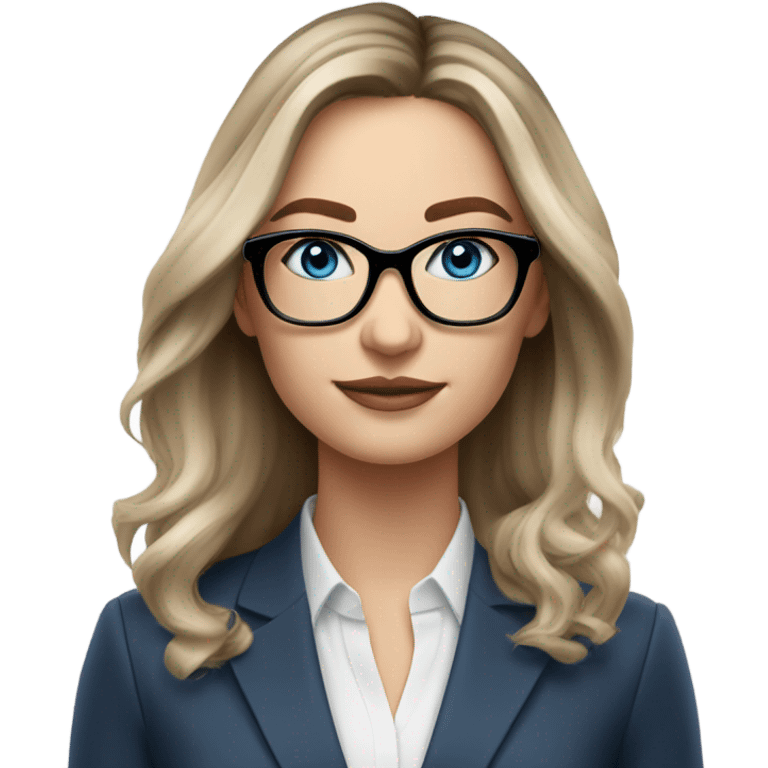 Shoulder length Balayage pale beautiful corporate woman with glasses and blue eyes emoji