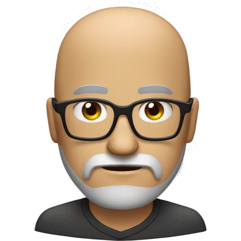 create an emoji with a bald person with a beard and glasses displeased
 emoji