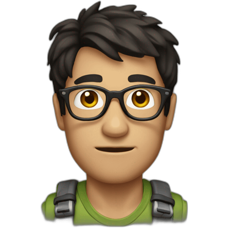 Dark-haired, bespectacled rock-climbing man emoji