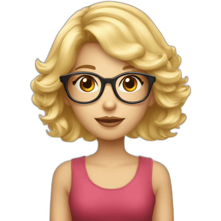 Fille blonde cheveux longs lunettes mignonne emoji