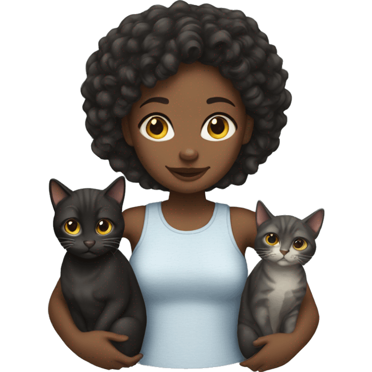 Black girl with 5 cats emoji