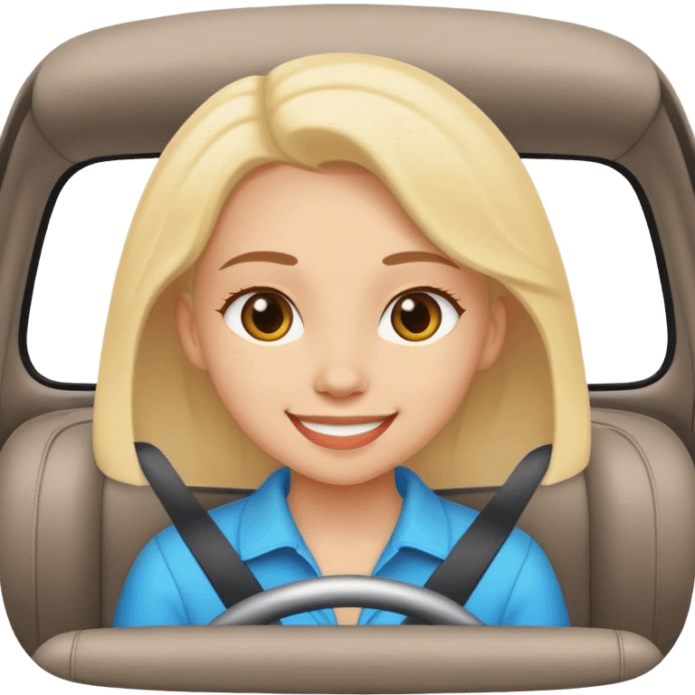 smiling girl in car interior emoji