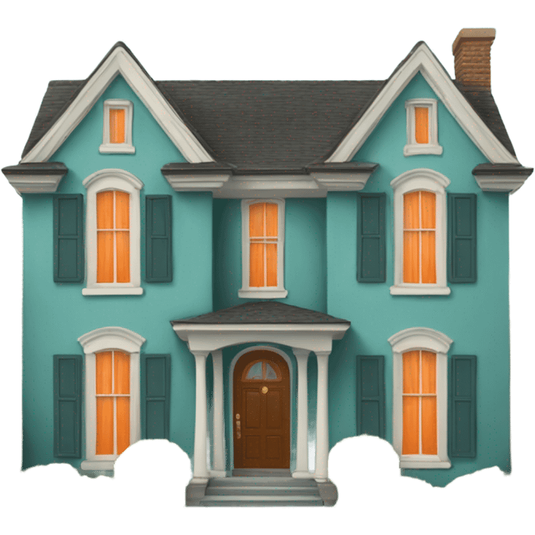 Teal grand house with orange accents emoji