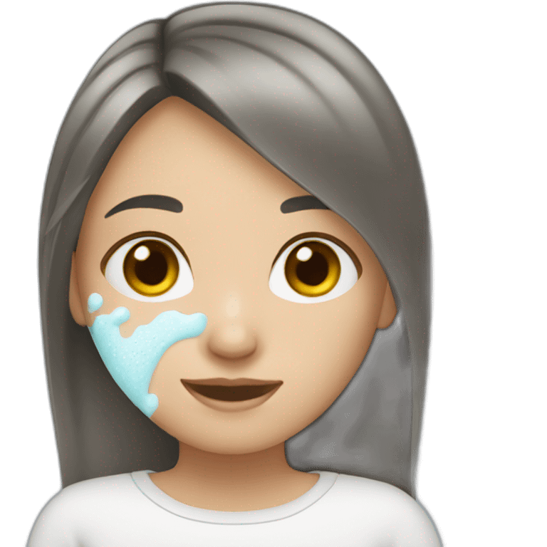 Girl using facewash emoji