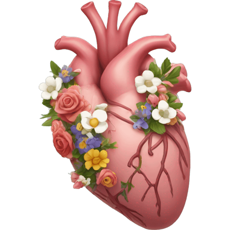 Anatomical hart with flowers emoji