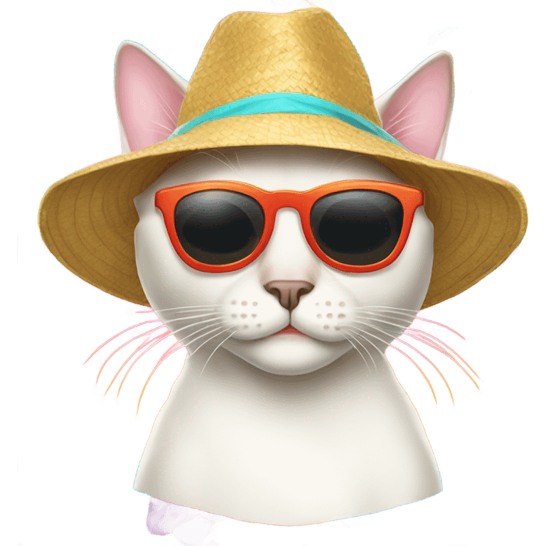 White siamese cat in cool beach outfit emoji