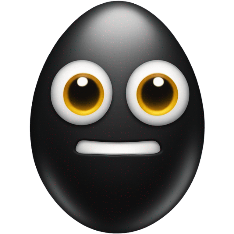 Black egg with a silly face emoji