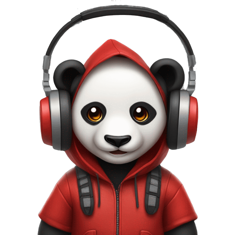 panda rockstar red outfit with headphones  emoji