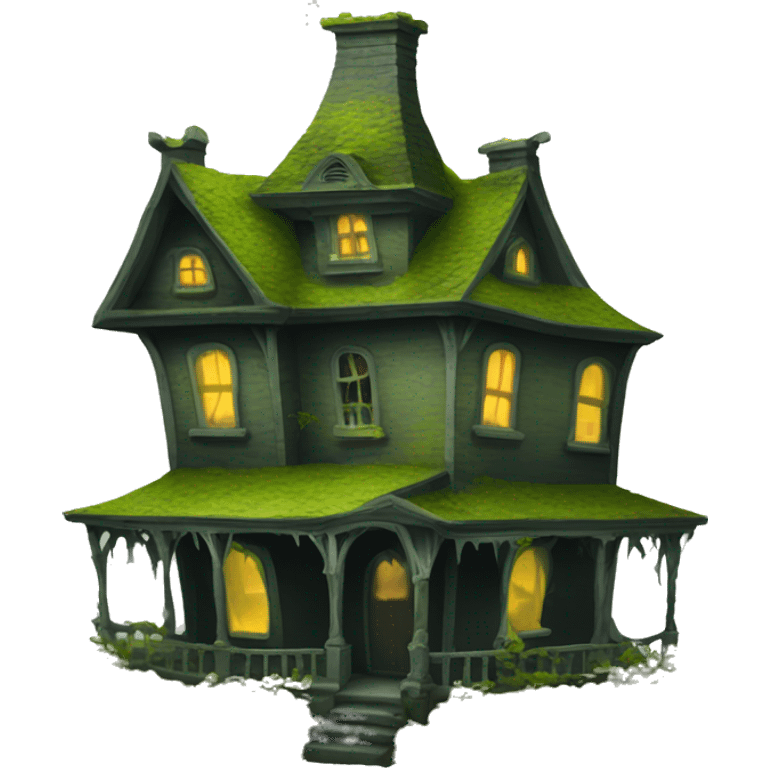 Haunted slightly Mossy house emoji