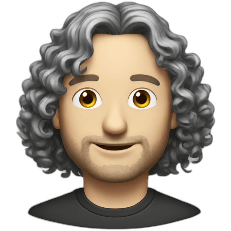 tim robinson with shoulder length curly black hair emoji