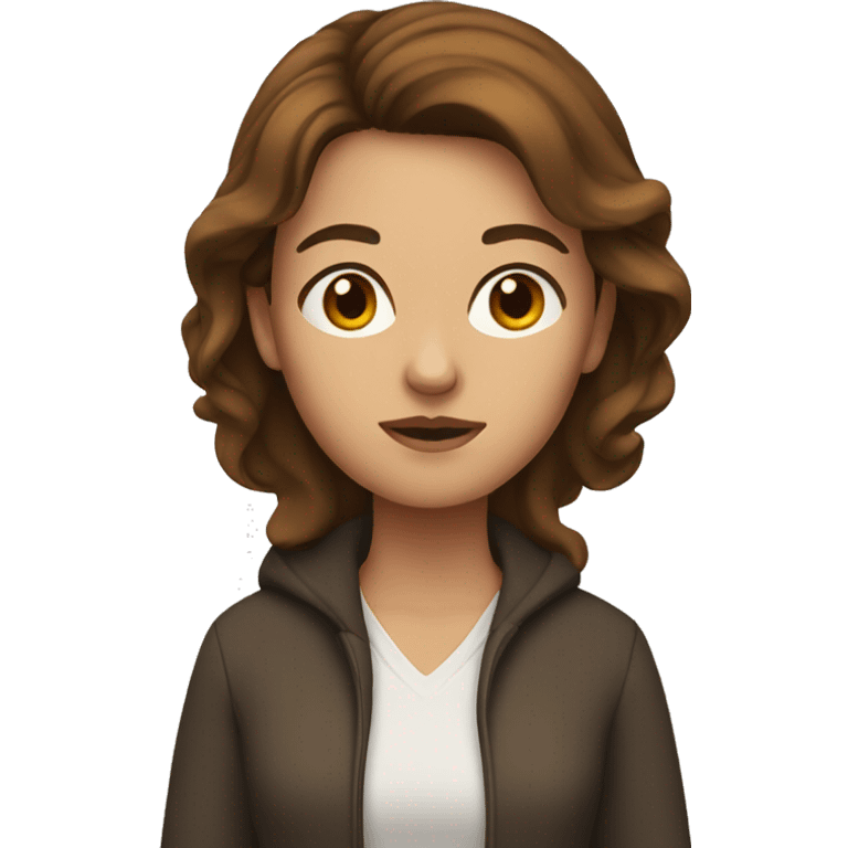 woman with brown hair, focused emoji