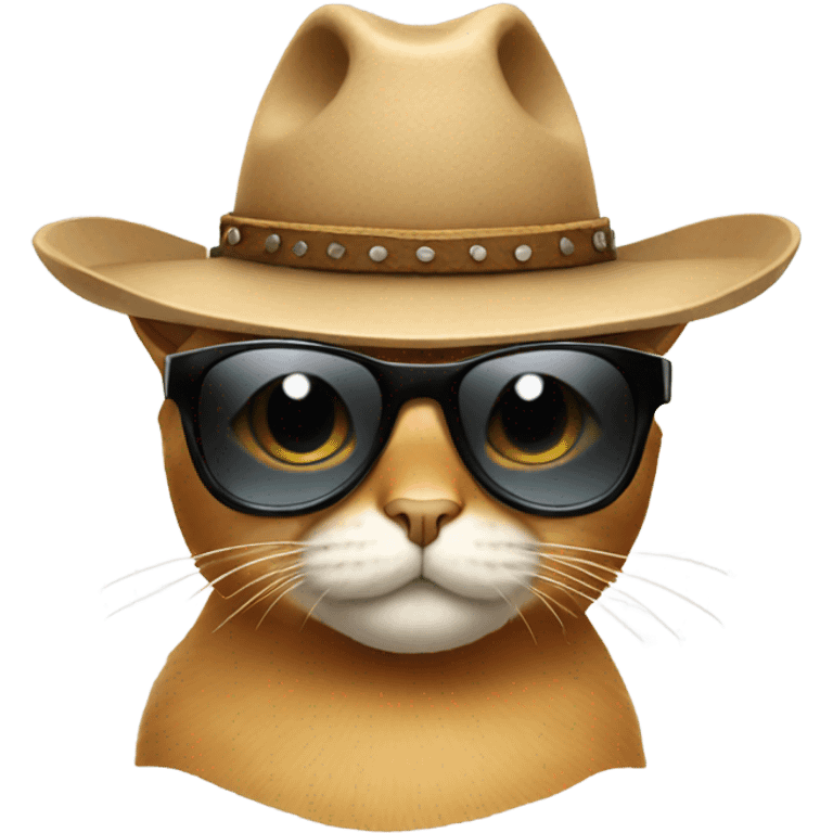 Cat wearing cowboy hat with sunglasses  emoji