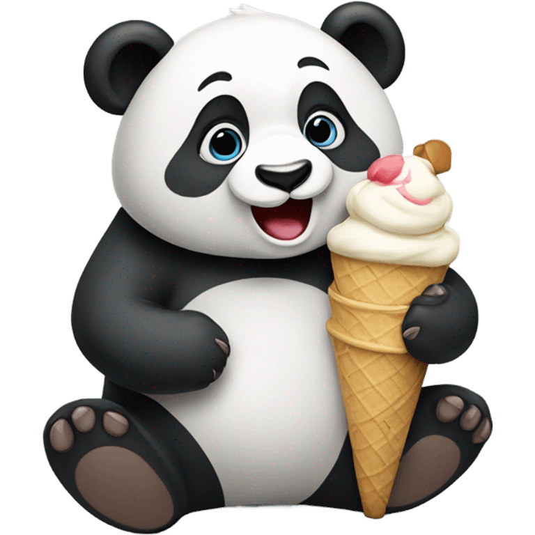 Panda eating ice cream emoji