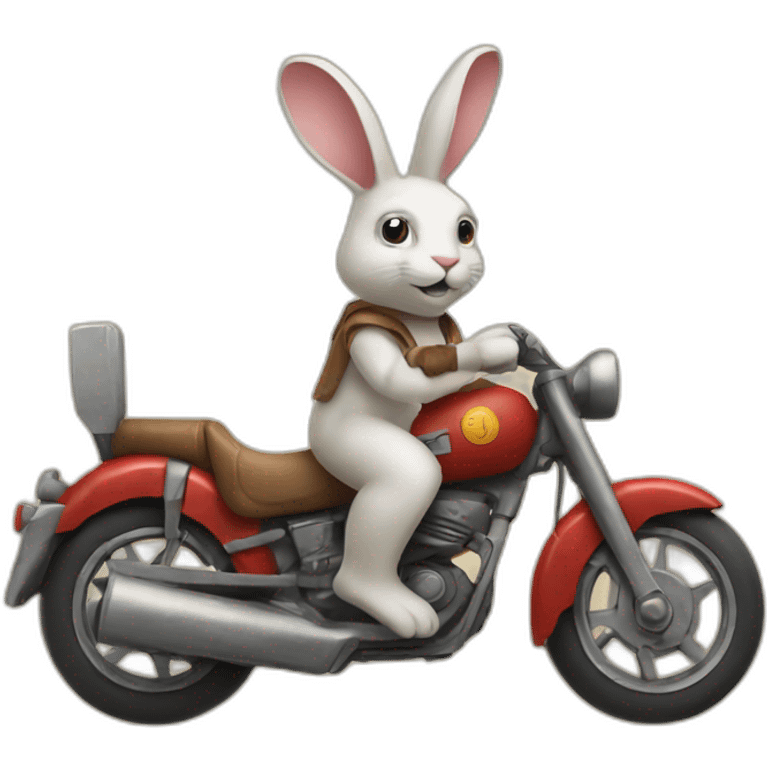 Archaeological rabbit with a motorbike and had emoji