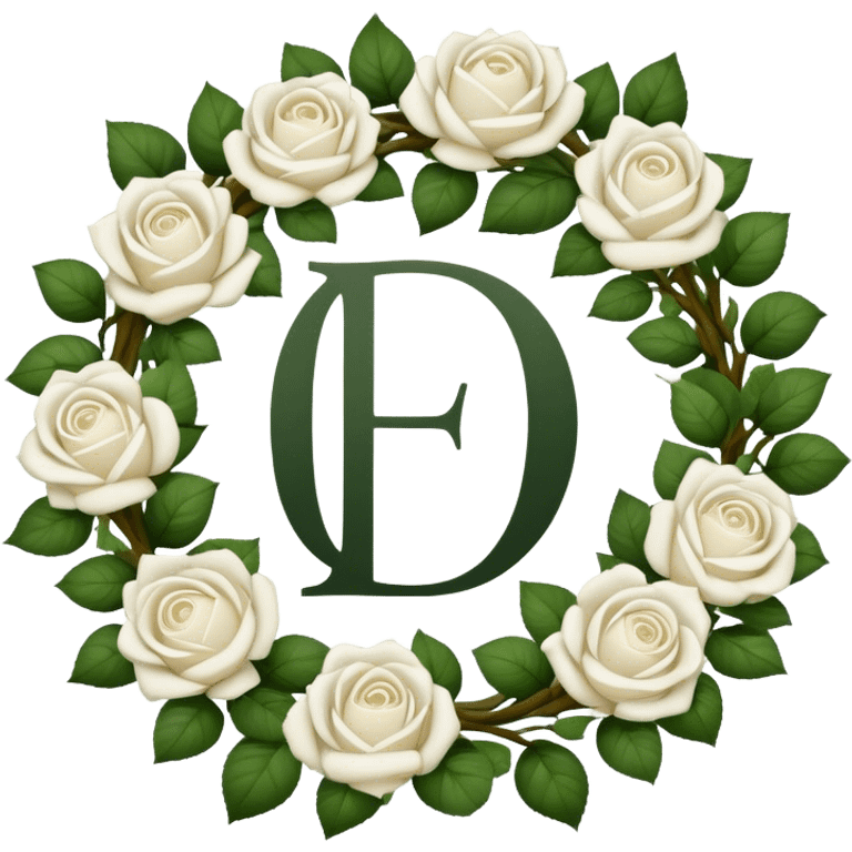 I love you initials A D in a wreath of white roses emoji