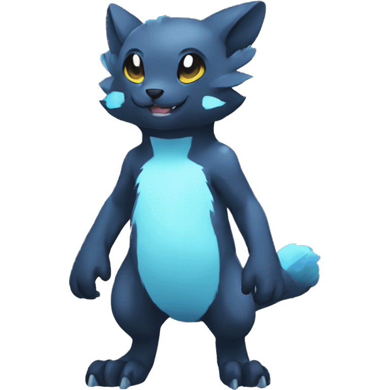 Cute cool black blue animal hybrid Fakemon full body emoji