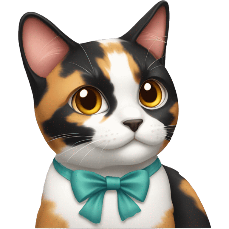 calico cat with bow emoji