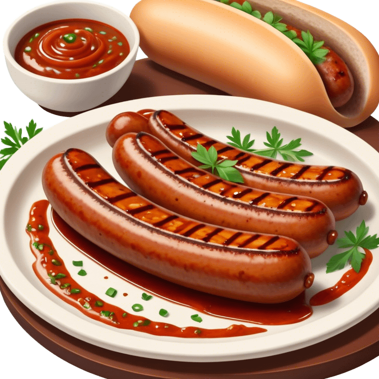 Cinematic spicy chipotle sausage, glistening with smoky, tangy sauce, charred and grilled to perfection, sliced open to reveal juicy filling, served with fresh herbs, rich and flavorful, detailed and appetizing. emoji