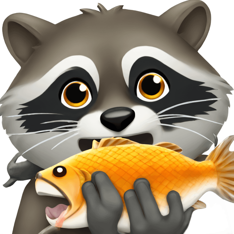 Raccoon eating fish emoji