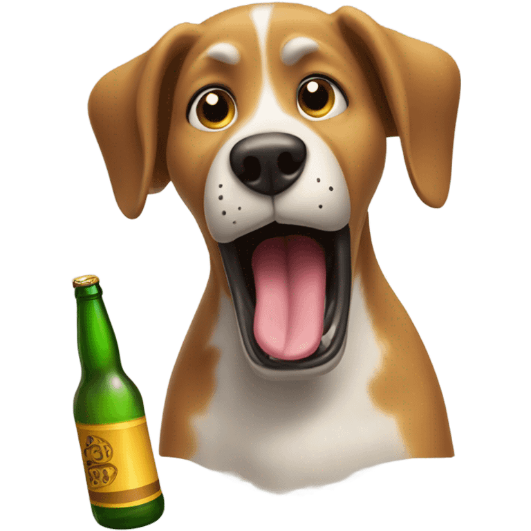 Barking dog with beer emoji