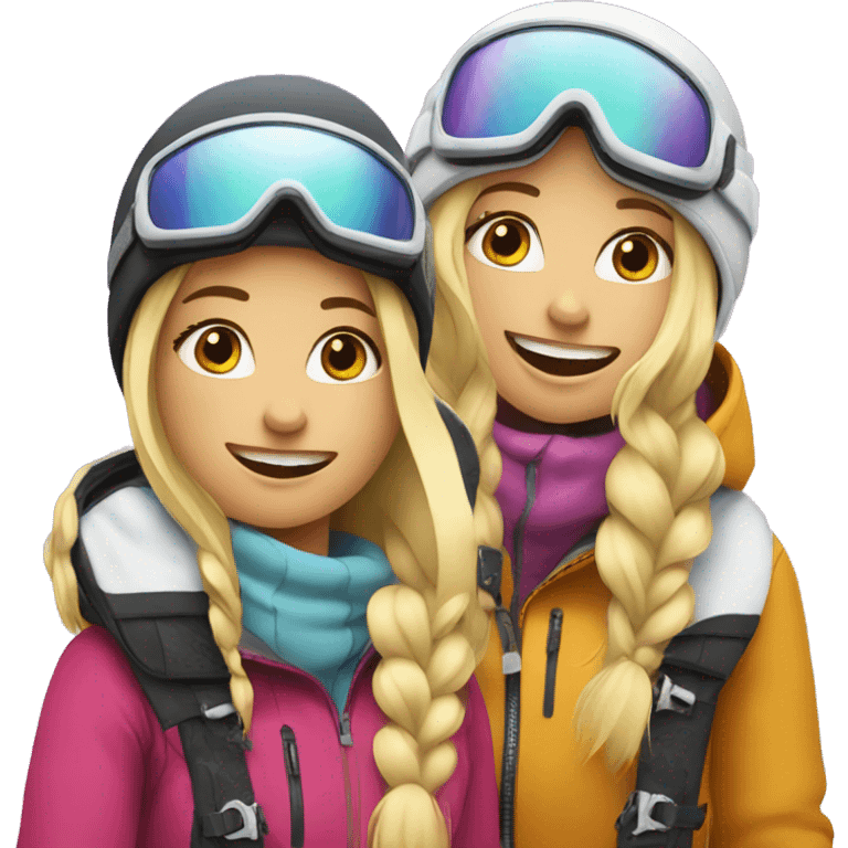 Two blonde girls snowboarding emoji