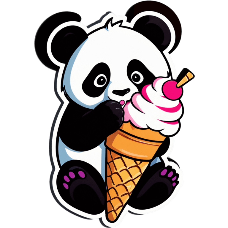 Panda eating ice cream emoji