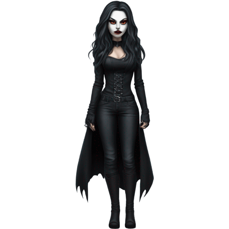 Gothic savage catwomen with long hair and white skin full body emoji