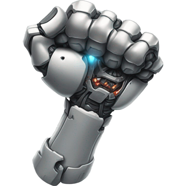 Cyborg arm and bicep with flexing shock emoji