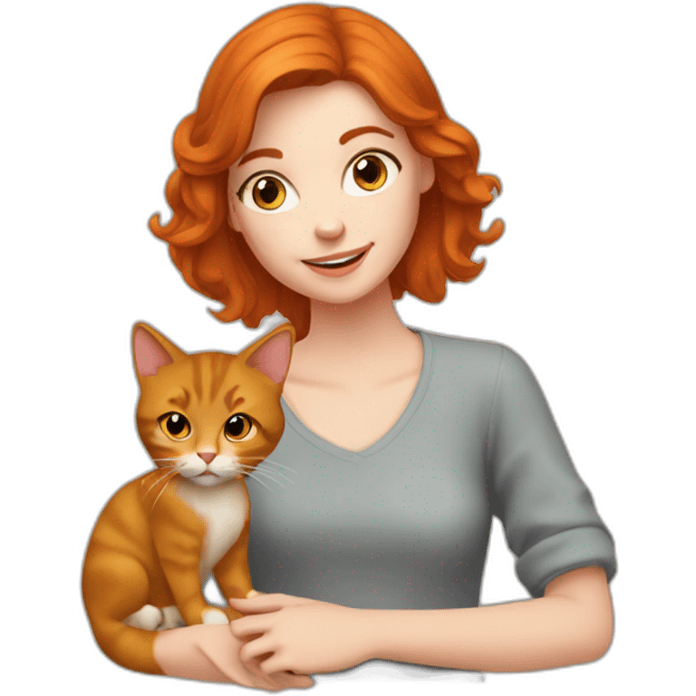 Fille rousse avec un chat emoji