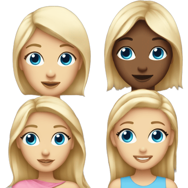 Mother blue eyes and daughter blue eyes and blonde with pink emoji