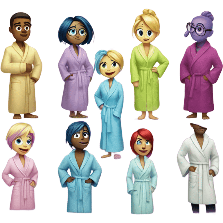 Inside out characters dressing gowns emoji