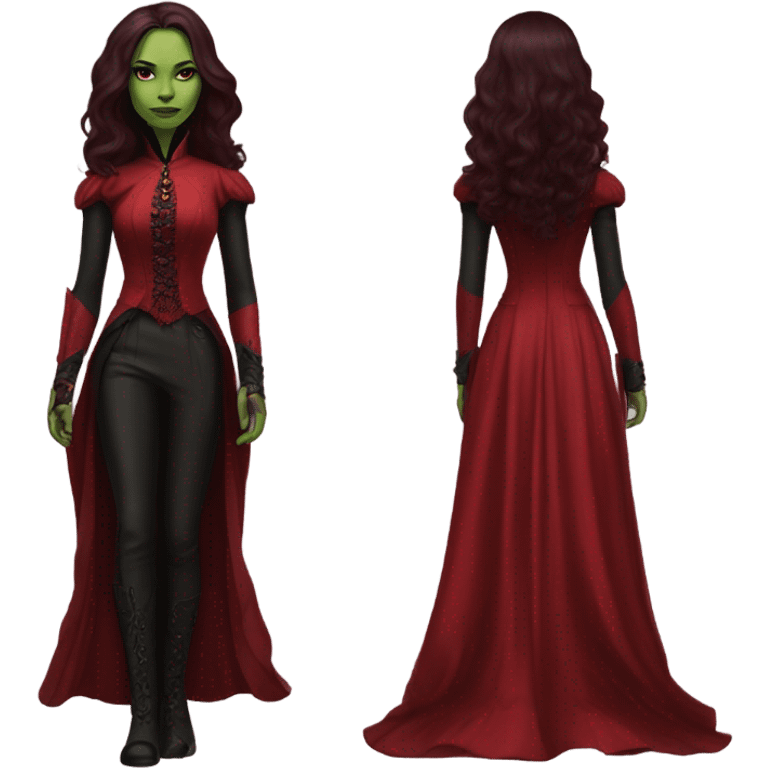 gamora in Victorian dress elegant red full body  emoji