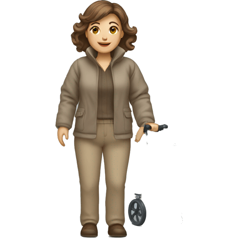 White brown haired woman with walker emoji