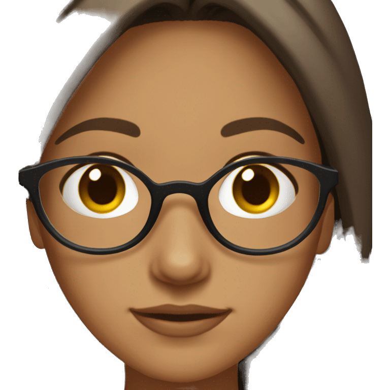 Girl with clear glasses dark brown slightly wavy hair and tan skin  emoji