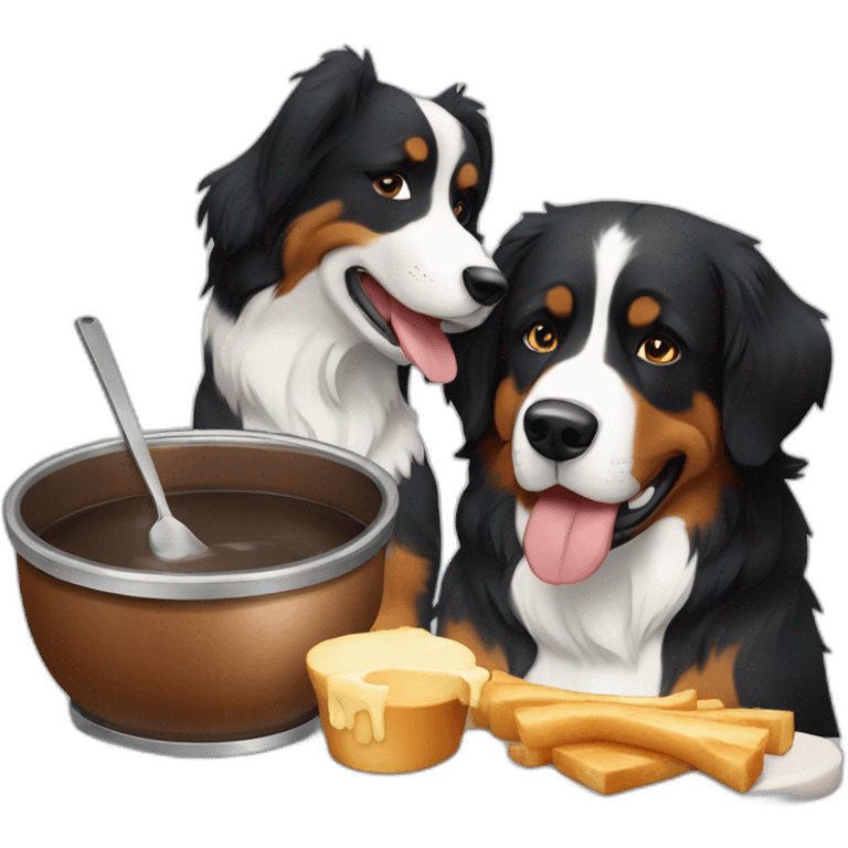 swiss fondue and bernese mountain dog emoji