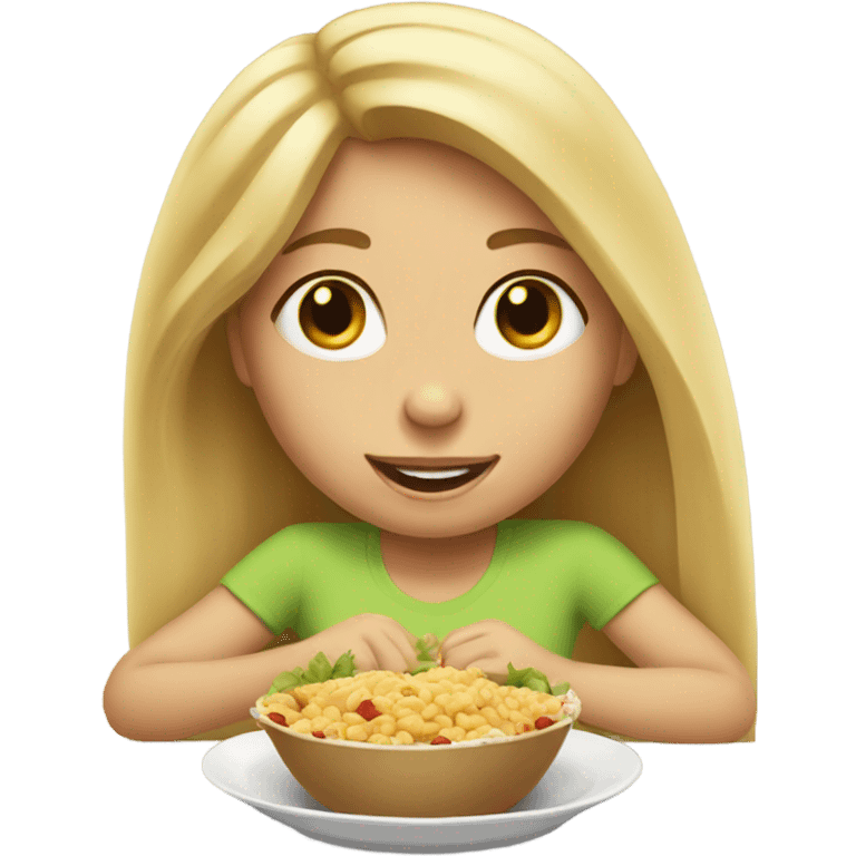  Blonde long hair girl eating emoji