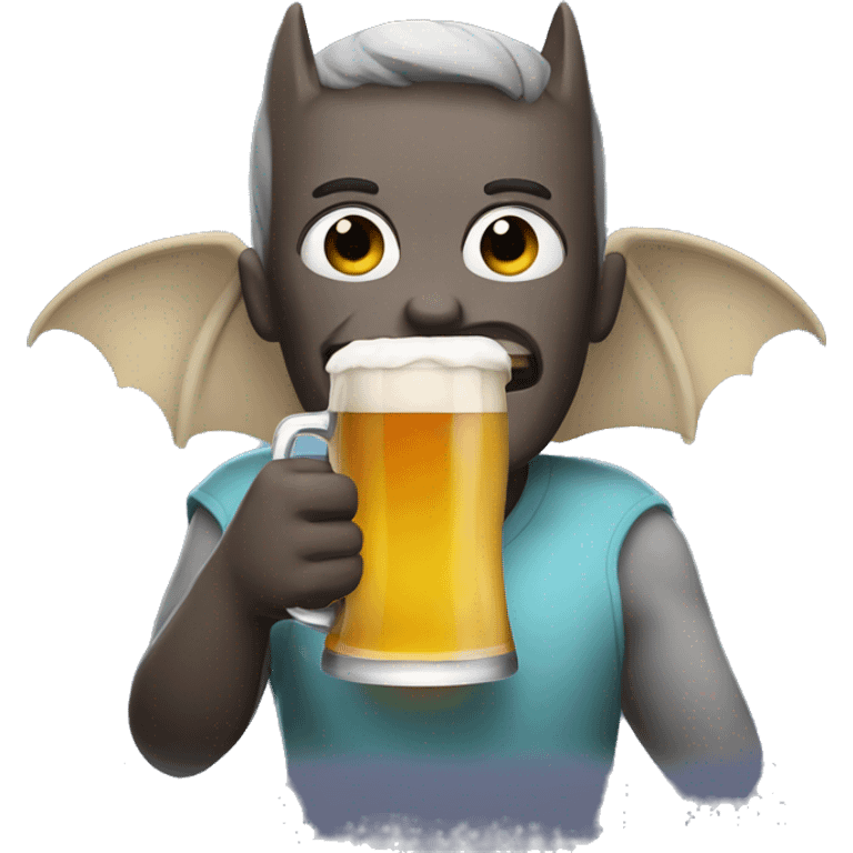 Batban drinking a beer emoji