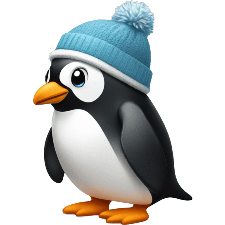 Penguin wearing a winter hat emoji