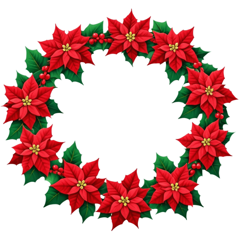 Red poinsettia wreath emoji