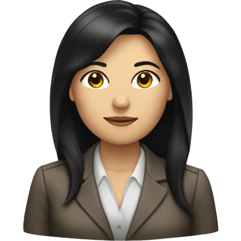 Female defense attorney with long black hair with brown suit emoji