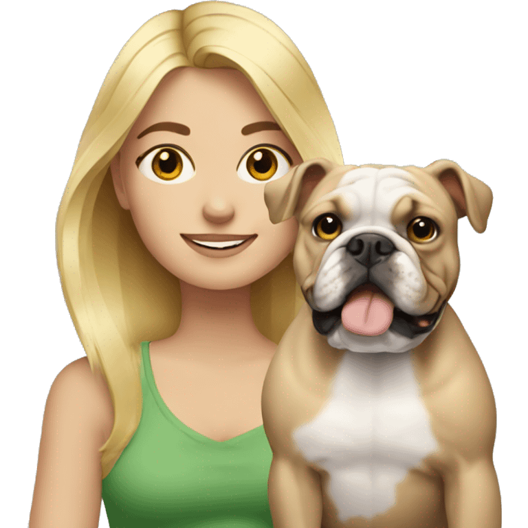 Blonde girl with bulldog emoji