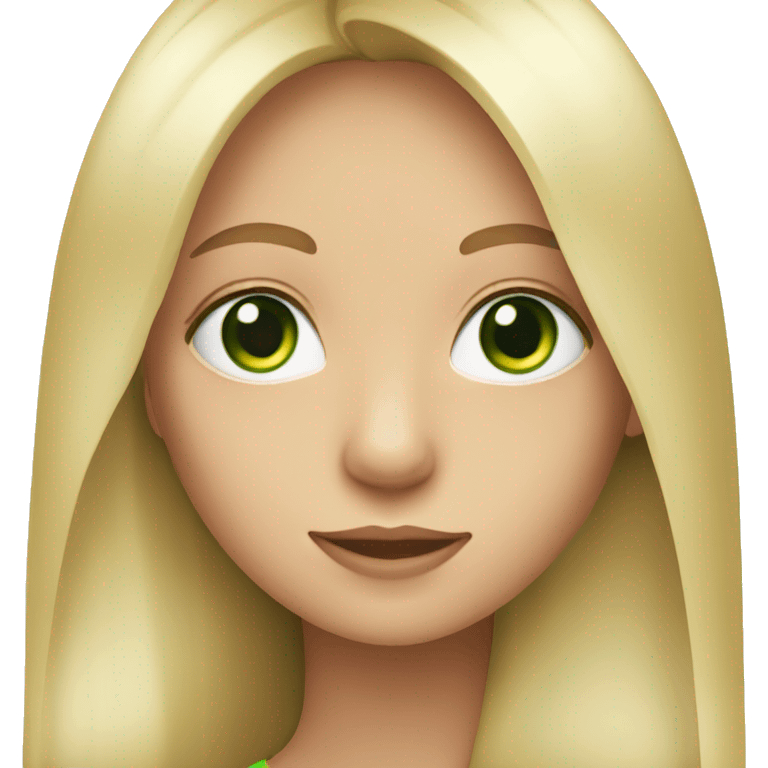 A girl with long straight blonde hair with green eyes emoji