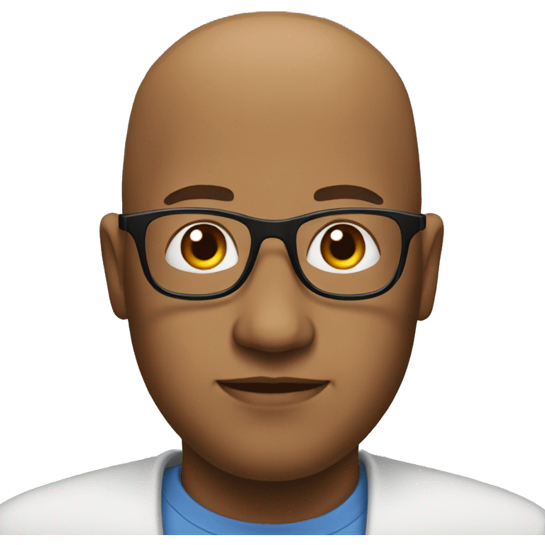 Black, male, glasses, bald, overweight emoji