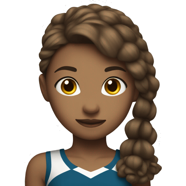   girl with brown hair, who does competitive cheerleading emoji